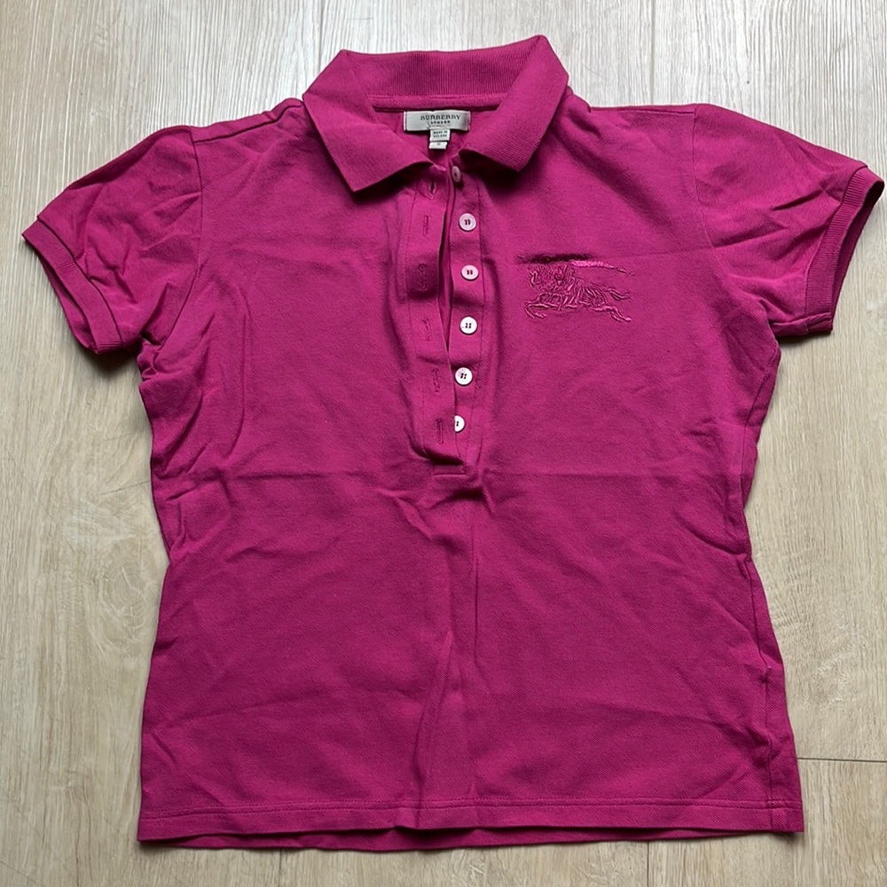 BURBERRY womens pink polo SIZE SMALL